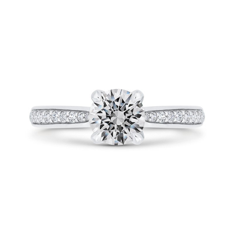 Round Diamond Solitaire Plus Engagement Ring in 14K White Gold