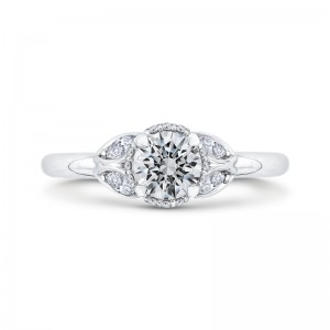 Round Diamond Solitaire Plus Engagement Ring in 14K White Gold