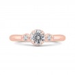 Three Stone Plus Round Diamond Engagement Ring in 14K Rose Gold