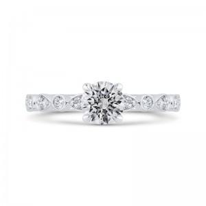 Bezel Set Round Diamond Engagement Ring in 14K White Gold