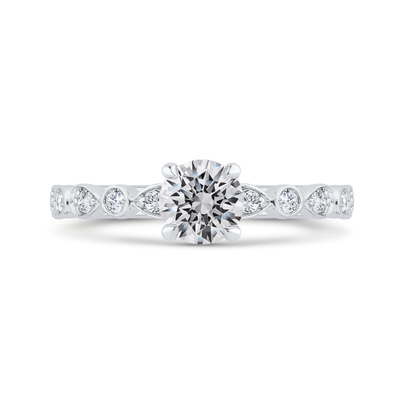 Bezel Set Round Diamond Engagement Ring in 14K White Gold