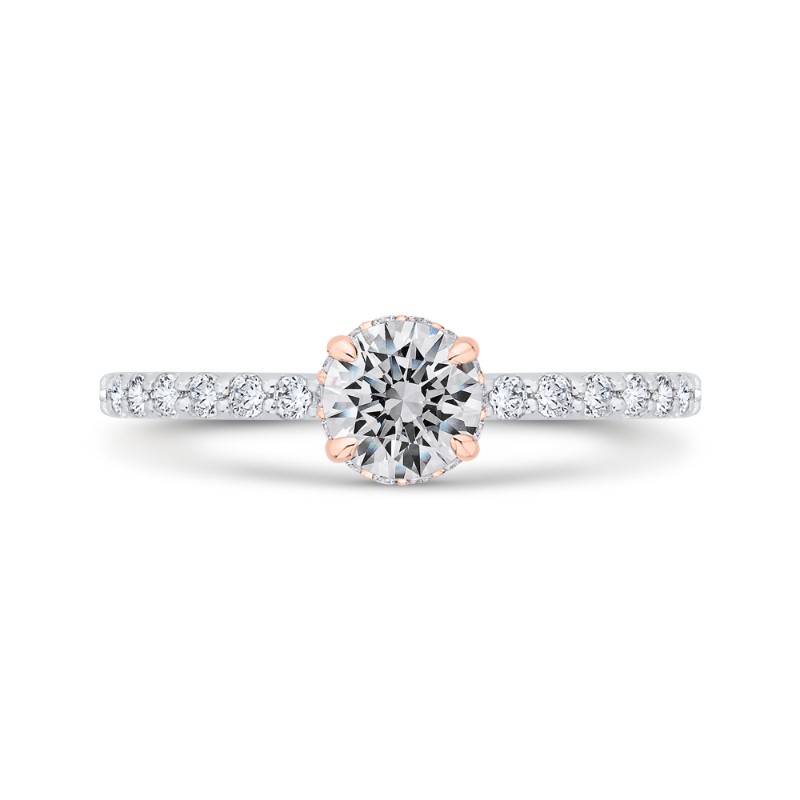 Diamond Halo Engagement Ring in 14K Two Tone Gold