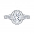 Split Shank Oval Cut Diamond Halo Engagement Ring in 14K White Gold