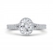 Split Shank Oval Cut Diamond Halo Engagement Ring in 14K White Gold