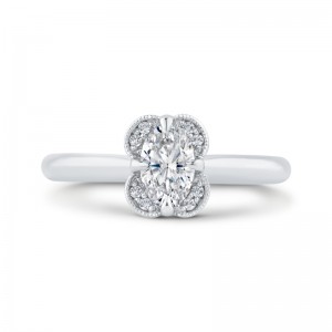 Oval Cut Diamond Engagement Ring in 14K White Gold