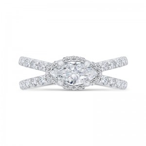 Split Shank Marquise Cut Diamond Engagement Ring in 14K White Gold