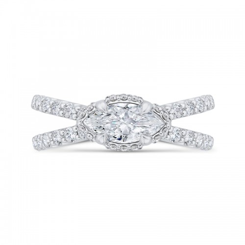 Split Shank Marquise Cut Diamond Engagement Ring in 14K White Gold