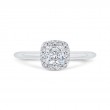 Cushion Cut Diamond Halo Engagement Ring in 14K White Gold