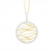 14K YELLOW GOLD ROUND WAVE PENDANT WITH .30CTTW ROUND SI CLARITY & GH COLOR DIAMONDS SET IN THE HALO AND BAIL ON A 16/17/18