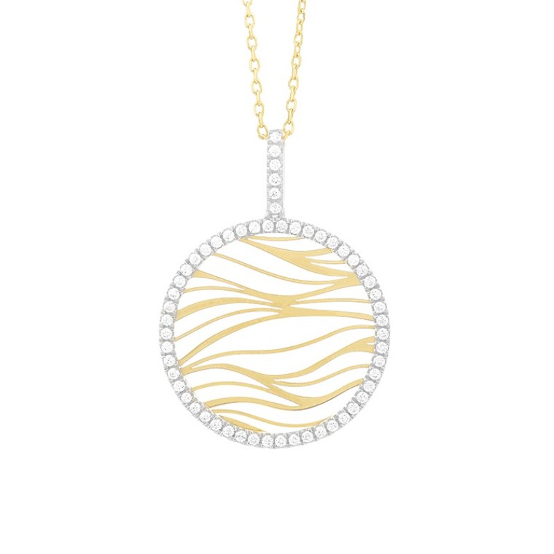 http://nfoxjewelers.bluestar-apps.com/upload/product/14K YELLOW GOLD ROUND WAVE PENDANT WITH .30CTTW ROUND SI CLARITY & GH COLOR DIAMONDS SET IN THE HALO AND BAIL ON A 16/17/18