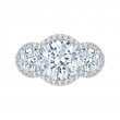 Diamond Three-Stone Halo Engagement Ring in 18K White Gold (Semi-Mount)