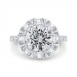 Diamond Halo Engagement Ring in 18K White Gold (Semi-Mount)