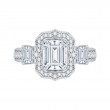 Emerald Cut Diamond Halo Bridal Ring in 18K White Gold (Semi-Mount)