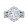 Oval Cut Diamond Halo Engagement Ring in 18K White Gold (Semi-Mount)