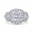 Cushion Cut Diamond Halo Engagement Ring in 18K White Gold (Semi-Mount)