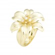 14kt Yellow Gold Larger Florentine Textured Diamond Lily Ring