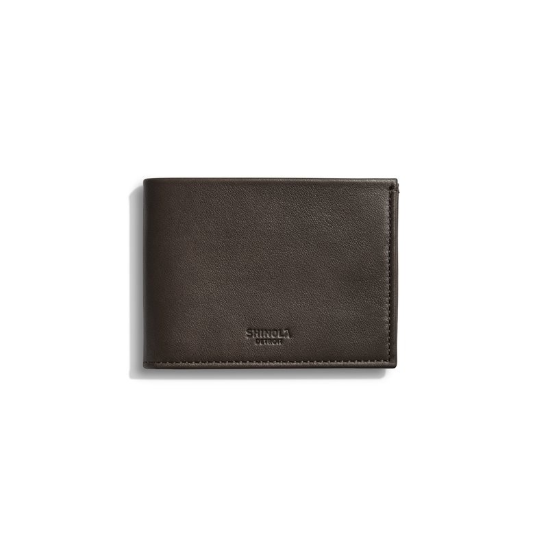 Shinola Slim Bifold Mahogany Leather Wallet