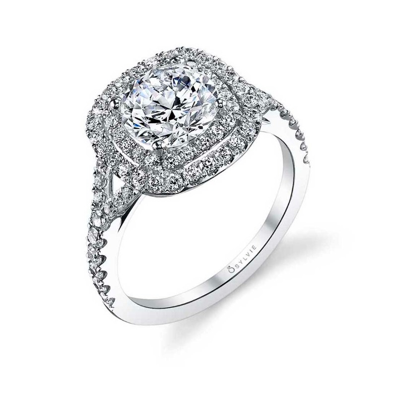 http://nfoxjewelers.bluestar-apps.com/upload/product/PLATINUM SEMI MOUNTING WITH .76TWT ROUND SI1 CLARITY & GH COLOR DIAMONDS PPONG SET IN THE DOUBLE HALO AND THE SPLIT SHANK (FOR A 1.73CT ROUND CENTER)