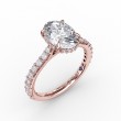 Classic Oval Diamond Solitaire Engagement Ring With Hidden Pavé Halo