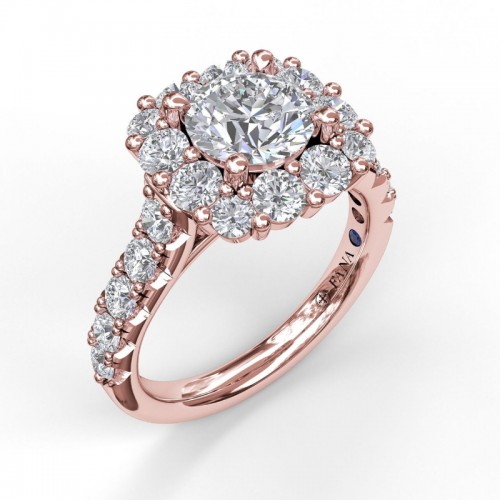 Large Diamond Cushion Halo Engagement Ring