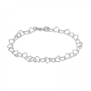 STERLING SILVER (RHODIUM PLATED) 7" OPEN HEART BRACELET