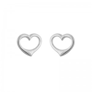 STERLING SILVER (RHODIUM PLATED) OPEN HEART POST EARRINGS