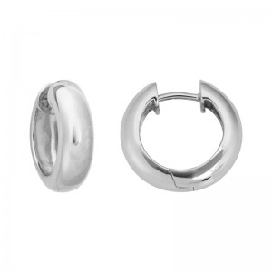 STERLING SILVER (RHODIUM PLATED) POLISHED HINDGED HOOP EARRINGS