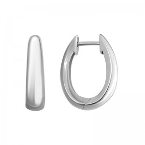 STERLING SILVER (RHODIUM PLATED) HINGED OVAL HUGGIE EARRINGS