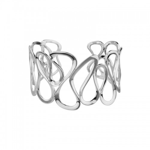 STERLING SILVER (RHODIUM PLATED) OPEN ABSTRACT SWIRLS CUFF BRACELET