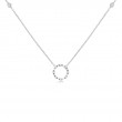 14K WHITE GOLD .28CTTW ROUND AND BAGUETTE I1 CLARITY & HI COLOR DIAMONDS BY THE YARD NECKALCE WITH A CIRCLE PENDANT