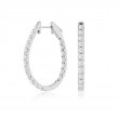 14K WHITE GOLD OVAL INSIDE OUTSIDE HOOP EARRINGS WITH 5.0CTTW ROUND I1 CLARITY & HI COLOR DIAMONDS WITH LOCKING POSTS