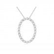 14K WHITE GOLD OVAL PENDANT WITH .51CTTW ROUND I1 CLARITY & HI COLOR DIAMONDS ON A PENDANT CHAIN